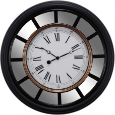 Kiera Grace Vintage Mirrored 22" Wall Clock with Smooth Molded Black Profile and Gold Trim   553791248